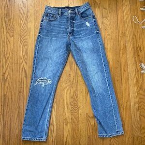 high rise straight jeans